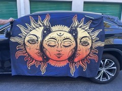 Psychedelic Sun Moon Tapestry Wall Hanging Polyester Material 78 in X 58 in