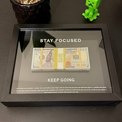 Motivational Money Frame ”STAY FOCUSED’ cash motivational Gift Luxury Decor