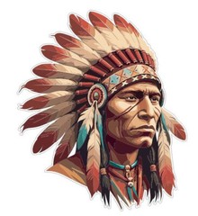 Native American Indian with headdress head dress Sticker Stickers Decal A1011