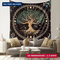 Tree of Life Fantasy Forest Tapestry Vintage Boho Mandala Tapestries for Bedroom