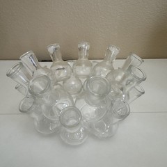 Vintage MCM Round 18 Cluster Glass Bud Vase / Plant Propagation Station Center