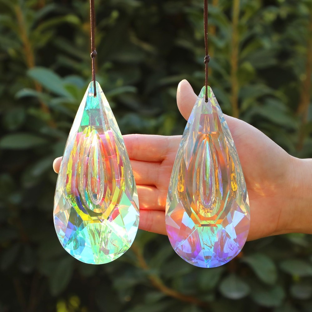 120mm Crystal Suncatcher 2 Pack Large Prism Sun Catchers Windows Hanging Orname
