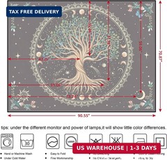 Tree of Life Fantasy Forest Tapestry Vintage Boho Mandala Tapestries for Bedroom