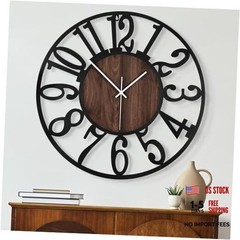 Round Wall Clock for Living Room Decor Battery 13 Inch Black-arabic Numerals