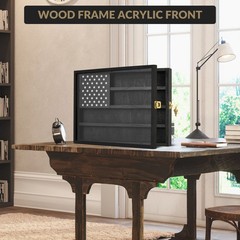 GRAVEE Military Challenge Coin Display Case Wooden Frame Acrylic Wall Mount