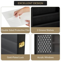 GRAVEE Military Challenge Coin Display Case Wooden Frame Acrylic Wall Mount