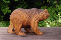 11″ Wooden Hand Carved Bear Statue Handmade Figurine Sculpture Lodge Cabin Wood