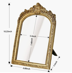 11” X 9.5” Small Gold Vintage Wall Mirror, Antique Gold Resin Baroque, Decorativ