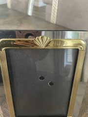 Vtg Art Deco Style 5×7 Metal Brass Photo Frame Portrait Picture Easel Back