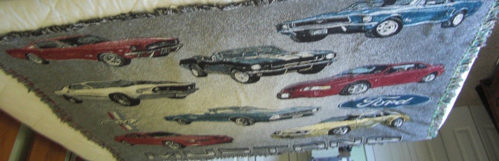 Mill Street Ford Logo Mustang Woven Graphic Tapestry Throw Blanket – Multi-Color