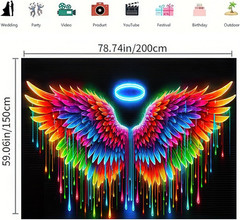 Blacklight Tapestry Angel Wings Glow in the Dark Poster 78X59 Inch