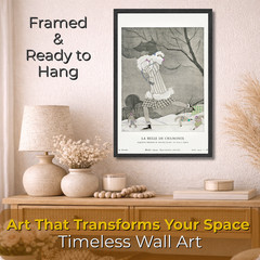 Vintage Art Deco Fashion Poster French Ski Scene Framed Print 11×17 Wall Decor