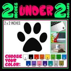 2″ Paw Print Decal Vinyl Die Cut Sticker Dog Pawprint Cat Love Pet Kitty Puppy