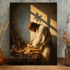 Jesus the Carpenter Canvas Print Christian Religious Wall Art Home Decor