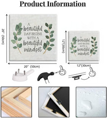 Framed Inspirational Wall Art Minimalist Eucalyptus Wall Decor Motivational Posi