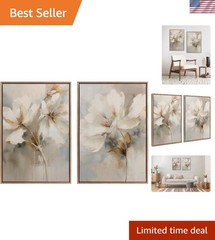 Luxury Beaded Gold Botanical Floral Art Set by The Creative Bunch – 2 Pieces