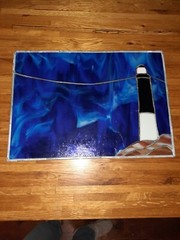 Vintage Stained Glass Lighthouse Window Sun catcher 19-1/2 × 13-3/4