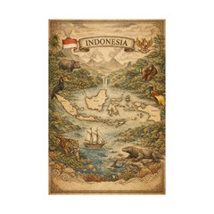 Vintage Indonesia Map Poster | Matte Vertical Poster