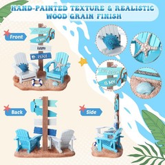 Wonderjune Beach House Decor Coastal Chair 7 x 7 x 3 inches, Blue and White