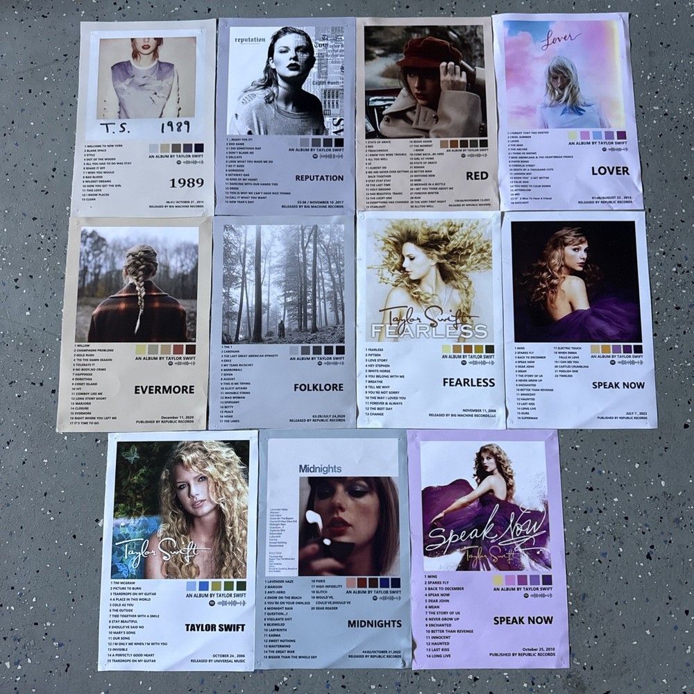 Set of 11 Taylor Swift Album Cover Canvas Prints Posters Decor Wall Art