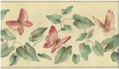 * BUTTEFLIES VINES AND LEAVES TAN EDGES Wallpaper bordeR Wall decor NATURE