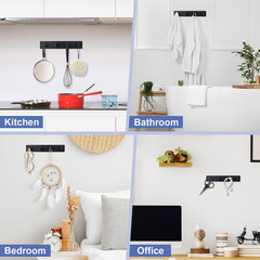 Key Holder with 4 Hooks,Key Hanger Organizer for Wall Mount with 2 Self-Adhesive