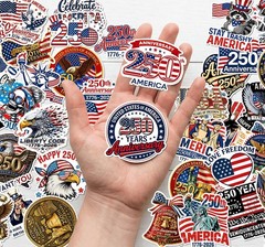 50pcs 250th Anniversary USA Stickers 1776-2026 Patriotic
