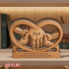 Personalized Dad Wooden Block Gift Customized Family Hands Infinity Sculpture