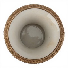 PORCELAIN TOBACCO LEAF PETITE PLANTER WITH BRONZE ORMOLU-6” x 5.5”H