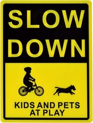 2 Pack Kids & Pets at Play Yard Signs 16×12 Metal Stakes Safety Double Sided