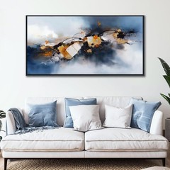 Pogusmavi Abstract Wall Art for Living Room – Navy Blue Modern Wall Art 20x40IN