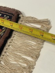 Vintage 12”x18” Woven Fringed High Pile Tiny Rug Wall Hanging Ethnic Boho Decor