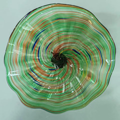 1PC Artistic Decor Glass Plate Multi-color Swirl Murano Handmade Wall Art D12″