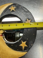 90s Y2K Crescent Moon & Stars Wall Mirror Hand painted Celestial Whimsigoth Boho