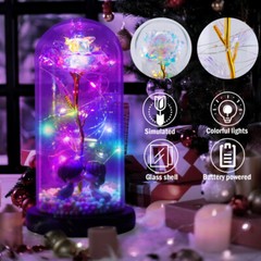 Flower In Glass Dome Eternal Forever Galaxy Rose LED Light Mother’s Day Gifts