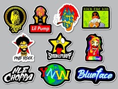 Modern Hip-Hop Vinyl Sticker Lot (10 Pack) SET 8 lil pump 6ix9ine smokepurp rap