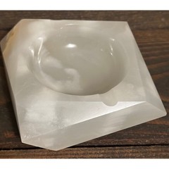Vtg Octagon White Onyx Ashtray Made in Pakistan Home Decor Accent 4″x4″x1.25″