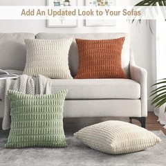 Pack of 2 Sage Green Decorative Throw Pillow Covers 18×18 Inch, Soft Corduroy