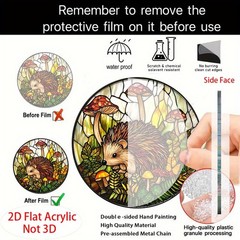 Cute Animal Acrylic Suncatcher Cute Forest Hedgehog Design Window Hanging Decor