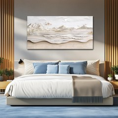 Abstract Sea View With White Mountain Landscape Painting Wall Art For Living …