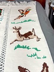 VTG Outdoors Wildlife Afghan Granny Throw Blanket Hunting Fishing Fish Deer Duck