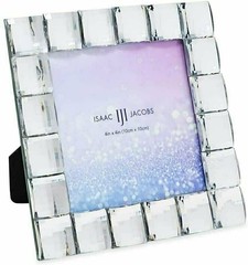 Isaac Jacobs Decorative Sparkling Light Blue Jewel Picture Frame, Photo…