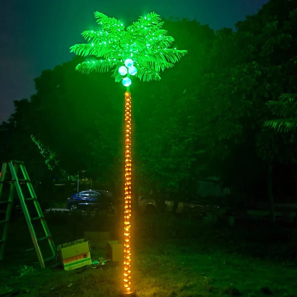 Palm Trees for Outside Patio, 9.5Ft 305 LED Lighting Artificial Palm Tree wit…