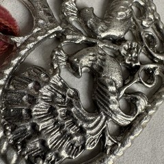 Vintage Pewter Heart Shaped Handmade Wall Decor Two Peacocks