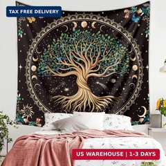 Tree of Life Fantasy Forest Tapestry Vintage Boho Mandala Tapestries for Bedroom