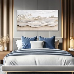 Abstract Sea View With White Mountain Landscape Painting Wall Art For Living …