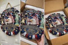 Personalized America 250th Anniversary Wood Wreath 1776-2026 Patriotic Door Sign