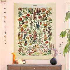Vintage Flowers Tapestry 48”x36”, Long Vertical 48″L x 36″W,