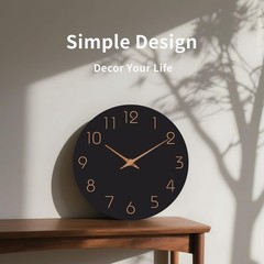 Wall Clock 8 Inch Black Battery Operated Silent Non Ticking Simple Minimalist…