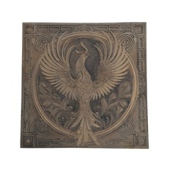 Phoenix Relief Wall Plaque Square Mythological Bird Art MFD Board 14.45″ READ